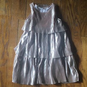 Girls 3 tier gold shimmer dress 7-8yrs H&M